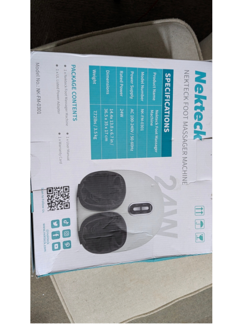 Nekteck Shiatsu Foot Massager Machine One Size White Black